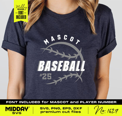 Person wearing a customizable baseball jersey with team name and player number, showcasing an SVG design template for sports enthusiasts.