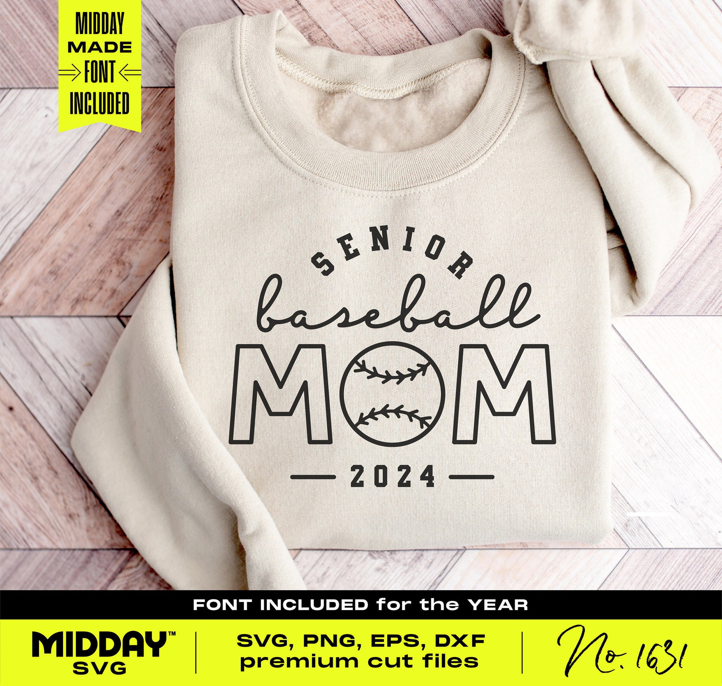 Classy Senior Baseball Mom SVG on sweatshirt, perfect gift for proud moms of high school baseball players, elegant design for apparel.