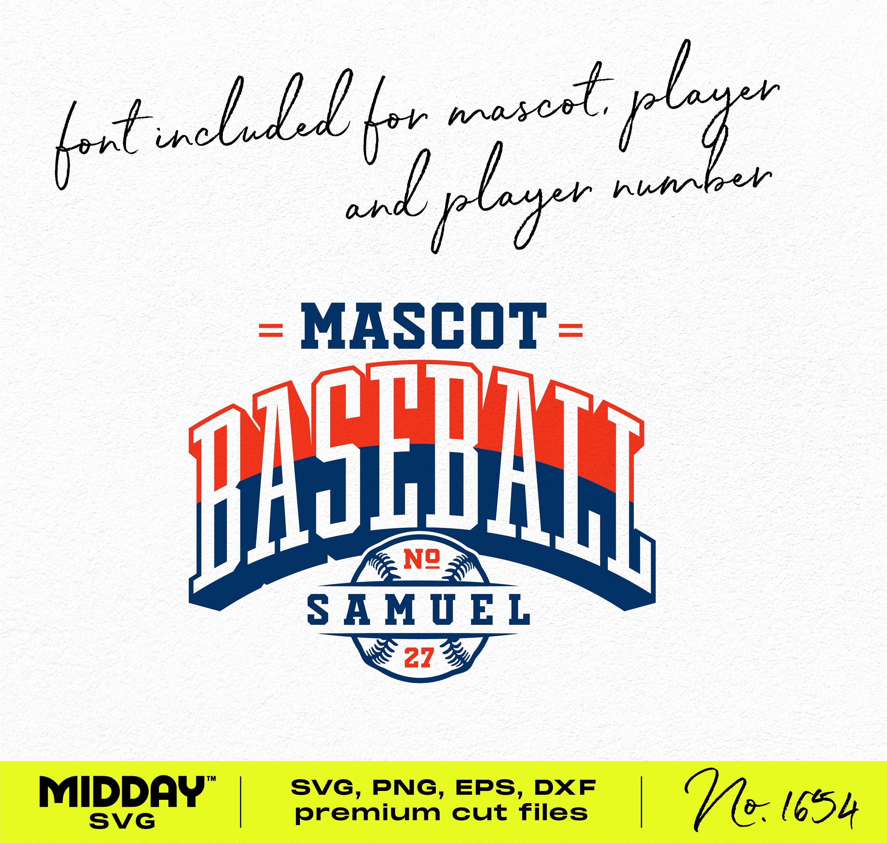 DYI Customizable Baseball Team SVG PNG with font for mascot, player name, and number