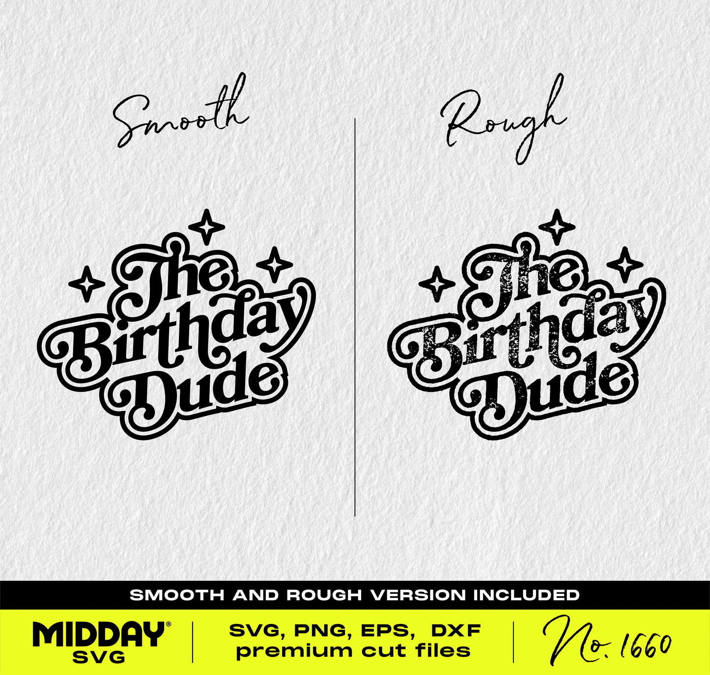 The Birthday Dude SVG PNG design, smooth and rough versions for youth birthday t-shirt, perfect for crafting and celebrations.