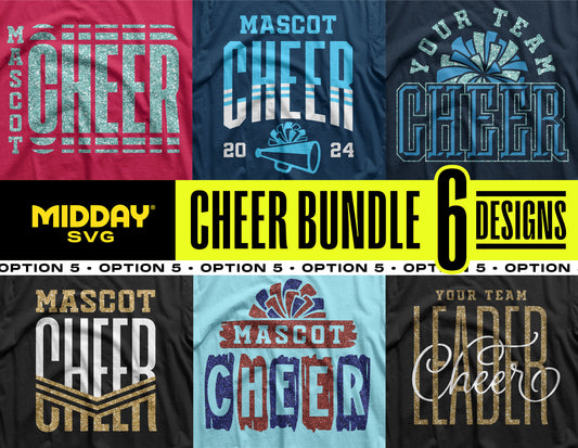 Cheer Bundle v5 - 6 Cheerleader SVG Designs for Cricut & Silhouette