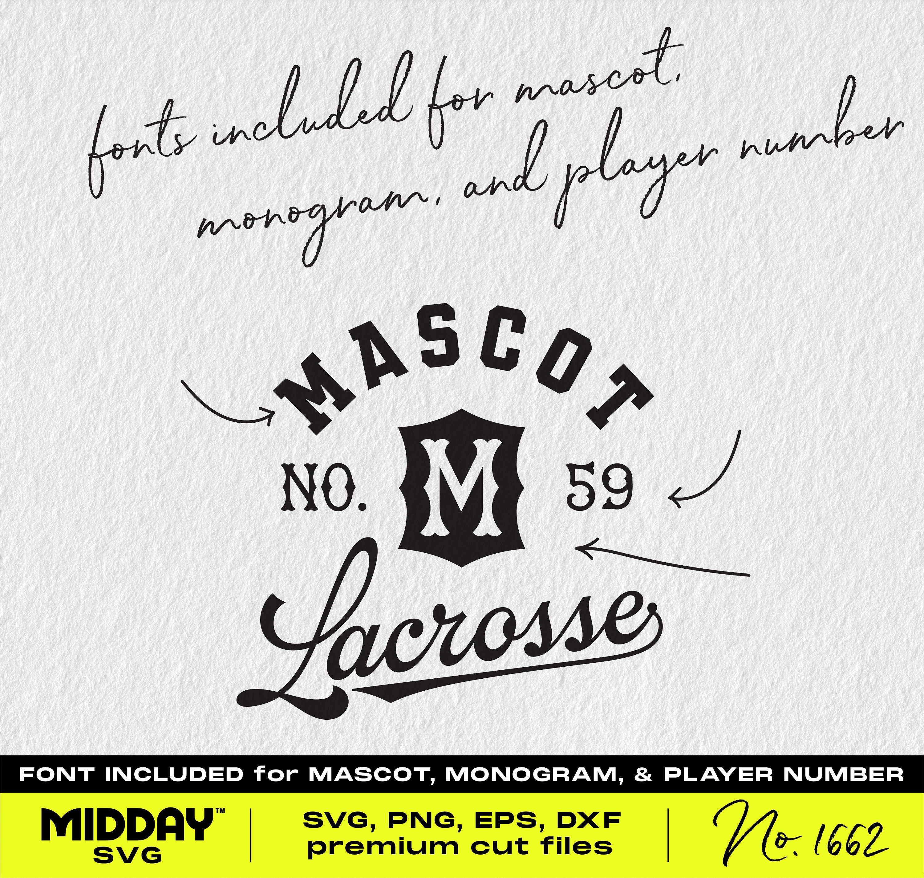 DIY Collegiate Style Lacrosse Design Kit - SVG PNG for Team Name, Player Number, Monogram