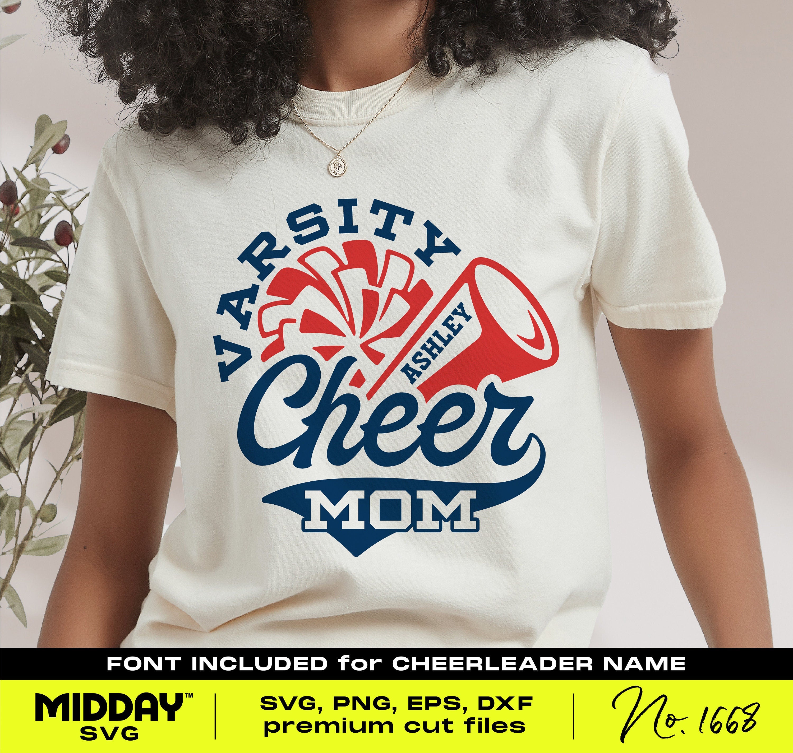 Varsity Cheer Mom Svg Png, Senior Cheer Mom Svg Png, Cheerleader Name Template, Cheer Mom Svg Png, Svg for Cricut, Silhouette, and DTF print