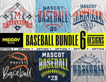 Bold Baseball Template SVG Bundle V7 - 6 striking baseball-themed designs for DIY crafts and decorations.