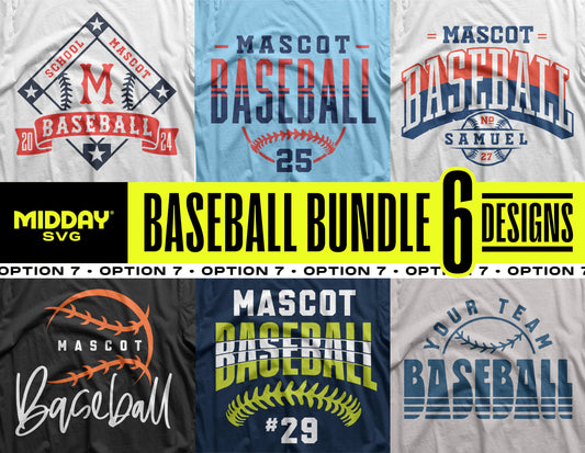 Bold Baseball Template SVG Bundle V7 - 6 striking baseball-themed designs for DIY crafts and decorations.