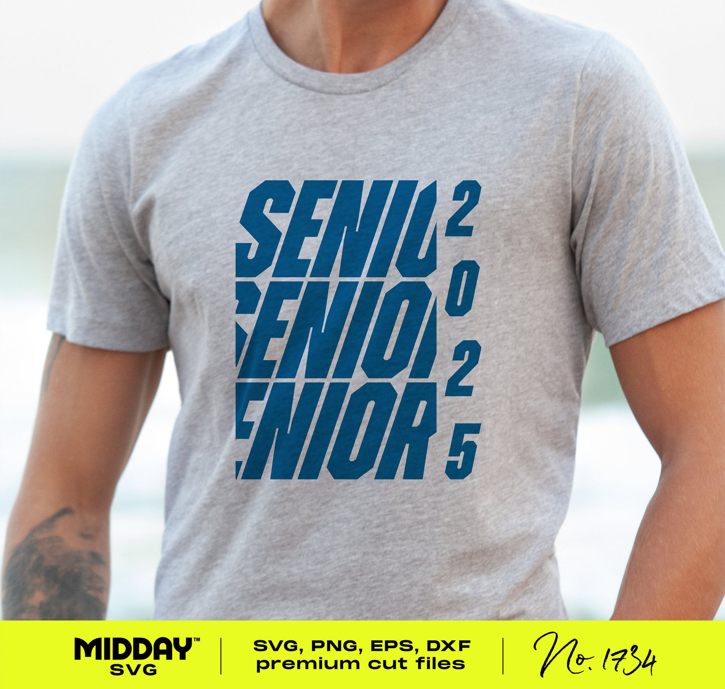 Gray t-shirt featuring bold Senior 2025 graphic, perfect for personalized graduation apparel and accessories.