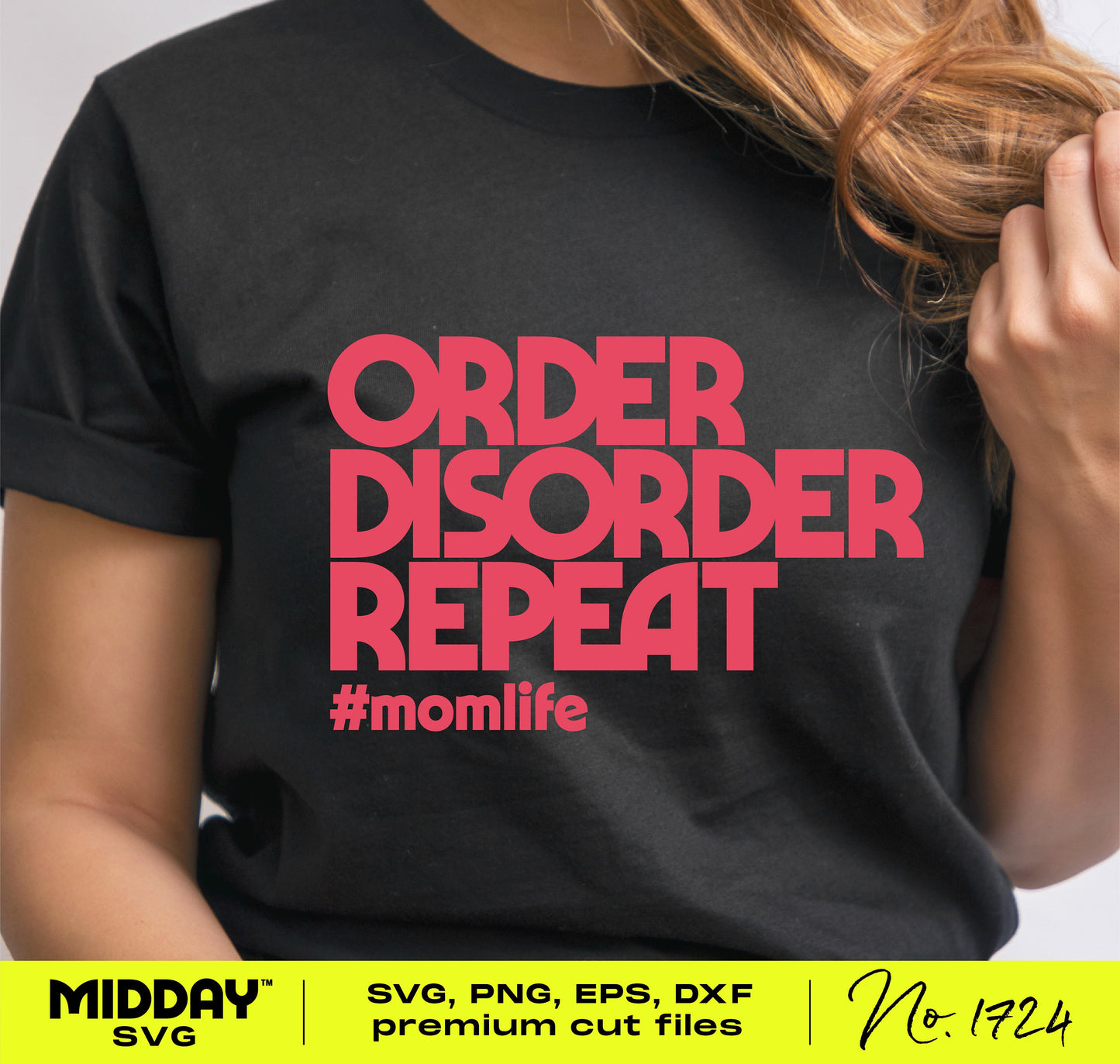 Funny Mom Life T-shirt with 'Order, Disorder, Repeat' Print, Perfect for Crafting and DIY Projects