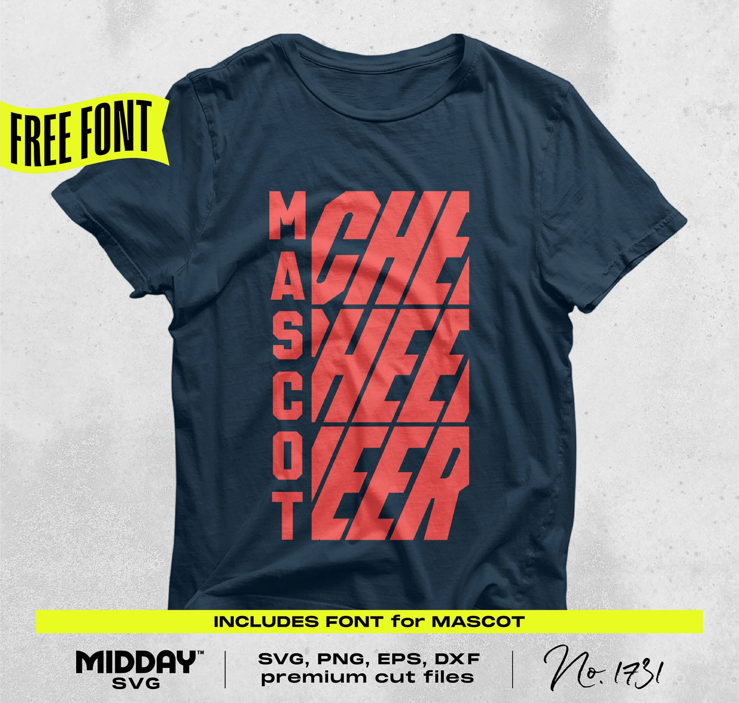 Bold cheerleader t-shirt with stacked words design in red typography, perfect for cheer squad crafts and energy-filled projects.