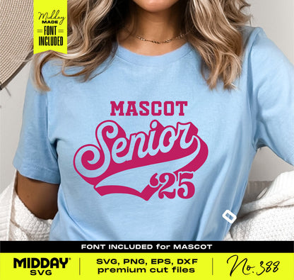 Sporty Senior 2025 t-shirt with vintage design in SVG format for graduation gifts and crafting projects.