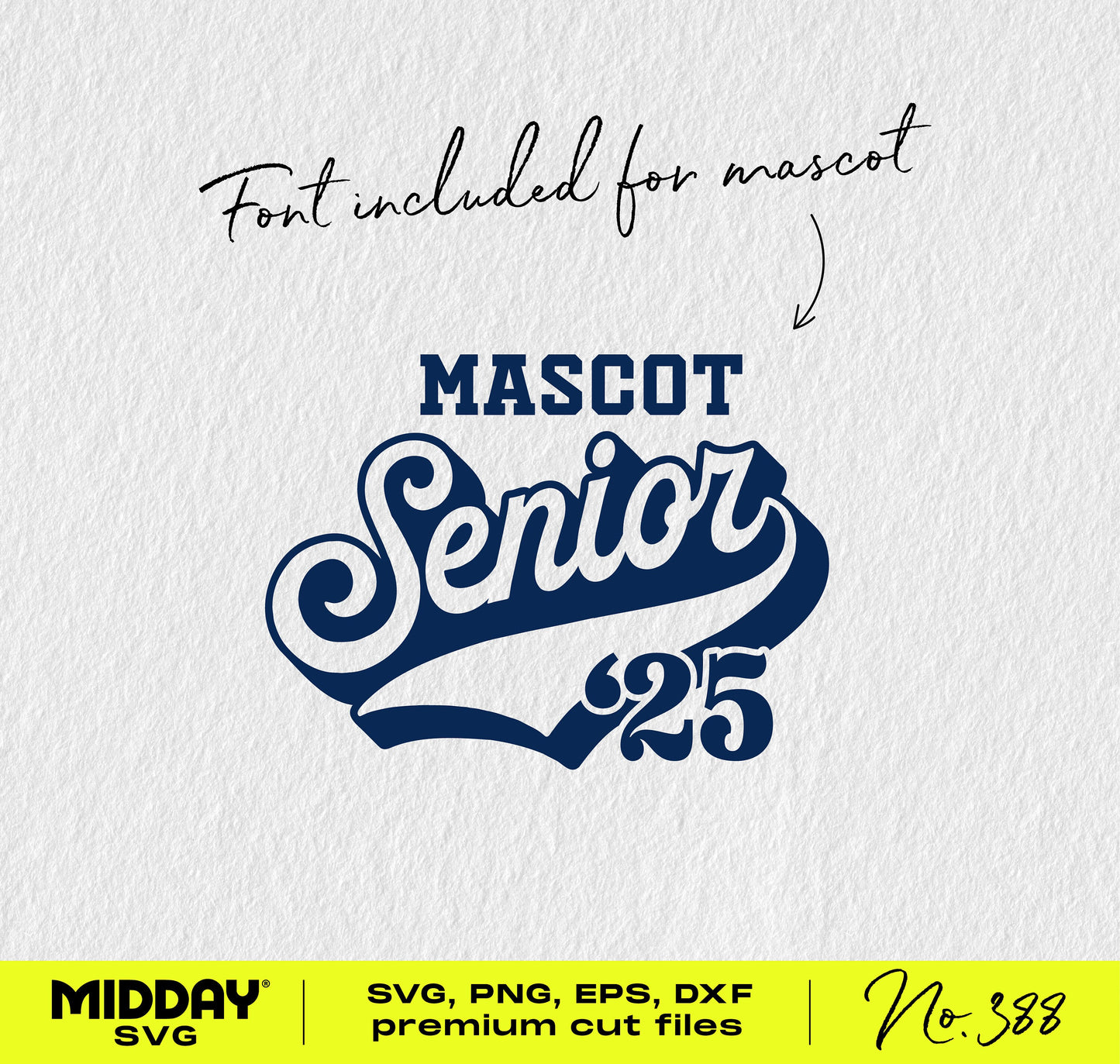 Senior 2025 SVG file with vintage lettering for high school graduation and crafting projects.