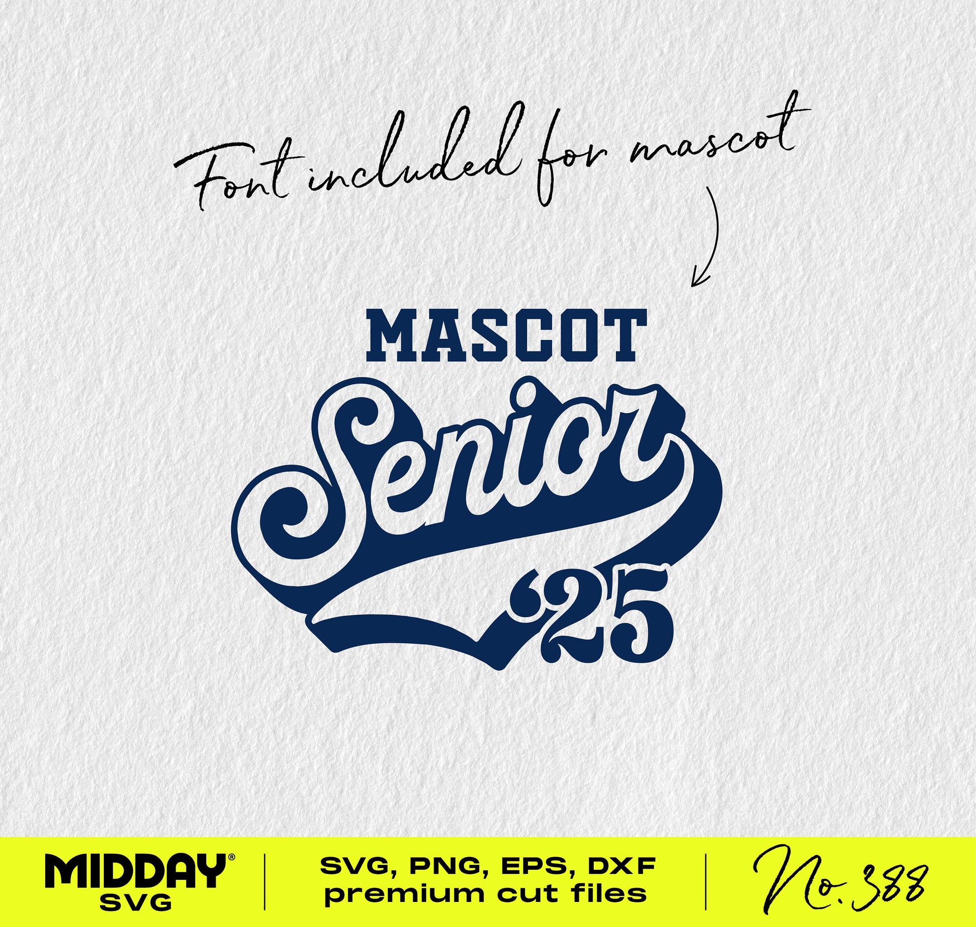Senior 2025 SVG file with vintage lettering for high school graduation and crafting projects.