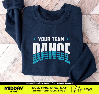 Dance Team Shirt Design with Bold Striped Lettering in SVG/PNG Format