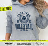 Collegiate Volleyball Svg Png, Varsity Volleyball Shirt Design, DIY Customizable Template, Two fonts for the Mascot, player, and Number