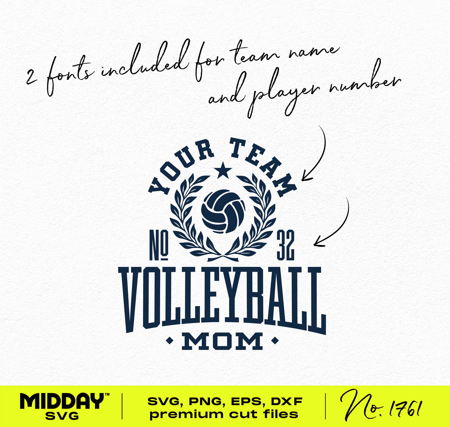 Collegiate Volleyball Mom SVG design template for DIY custom shirts.