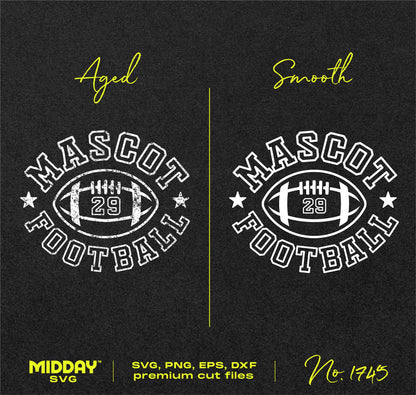 Rustic football team logo SVG/PNG design with aged and smooth styles for custom shirts and templates.
