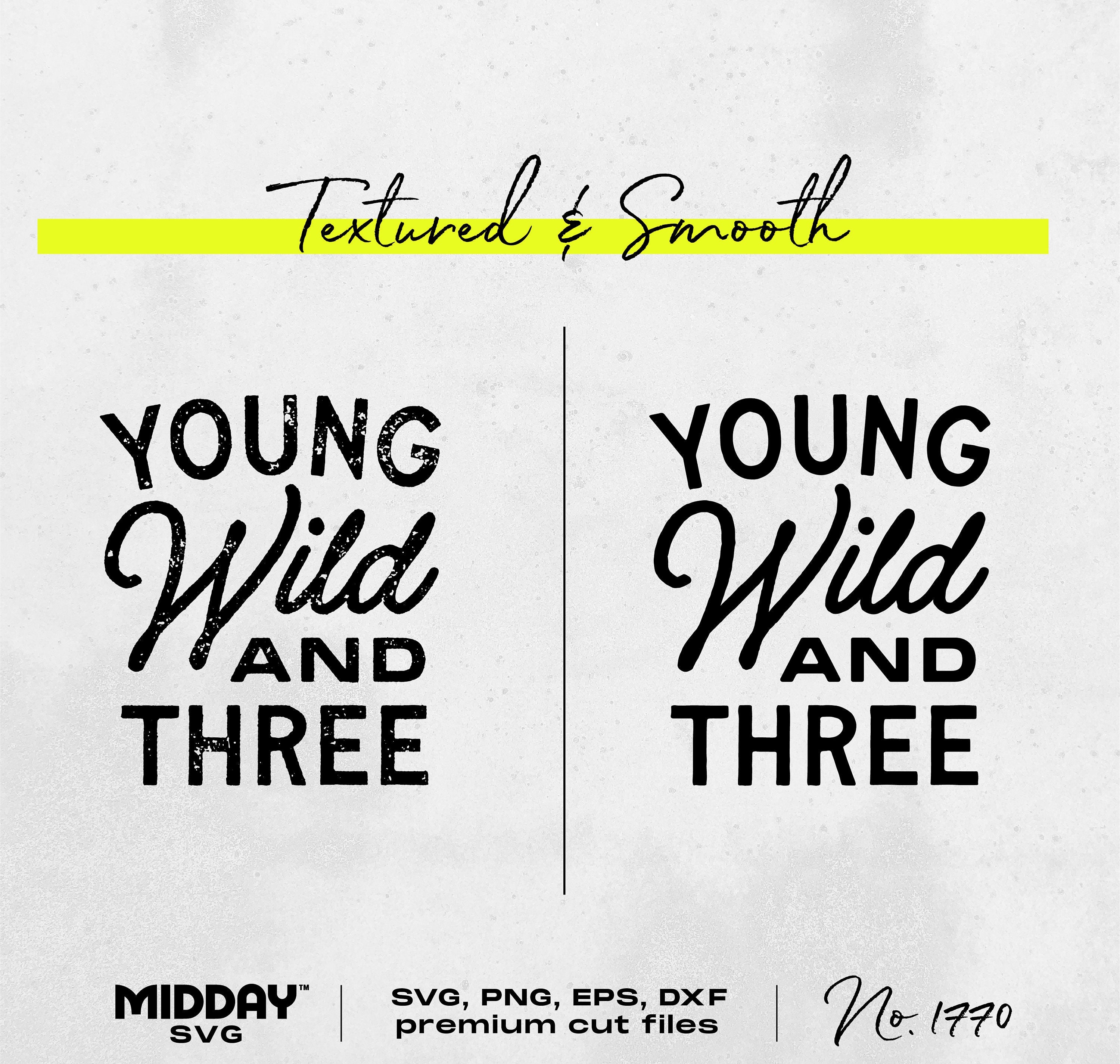 Young Wild and Three Svg Png, Funny Three Year Old Birthday Svg, 3rd Birthday Shirt, Svg for Cricut, Sublimation, 3 Year Old, Toddler Shirts