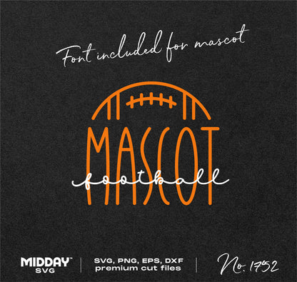 Football mascot design with custom overlay font, available in SVG, PNG, EPS, DXF formats by Midday SVG.