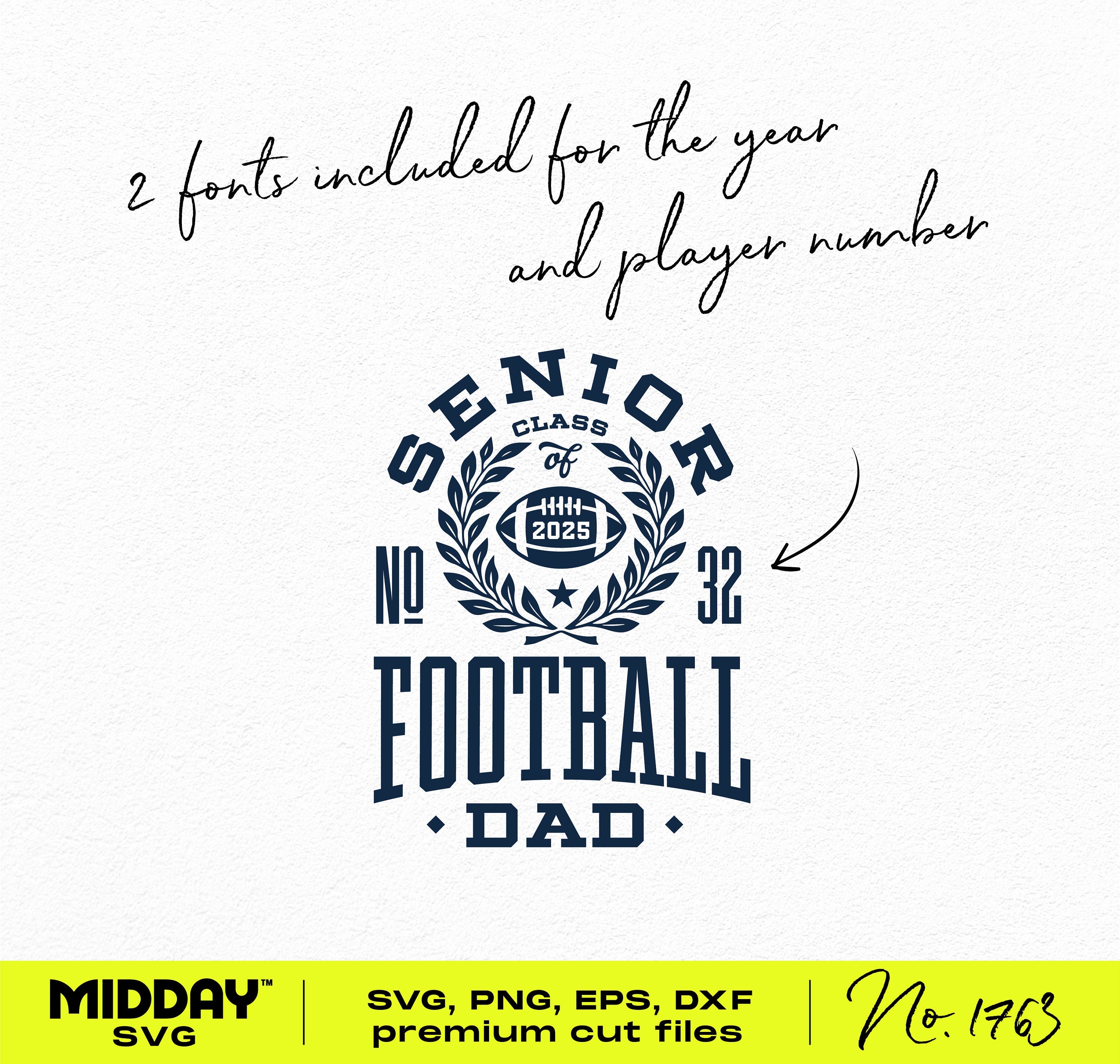 Collegiate Football Senior Dad 2025 Svg, Png Dxf Eps, Football Dad, Varsity Graduation Cut File, Class of 2025, Silhouette, Svg for Cricut