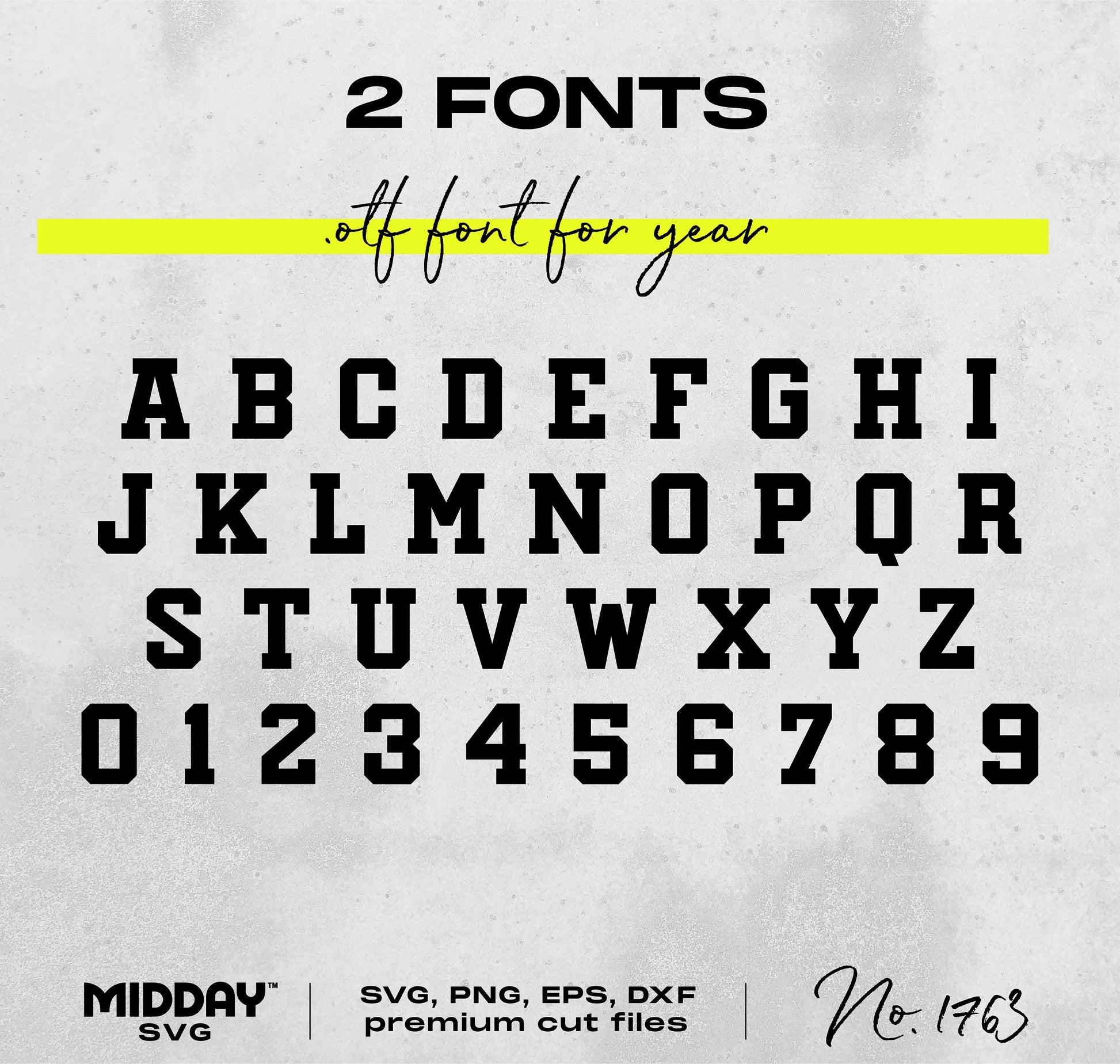 Bold varsity font set with numbers, available in SVG, PNG, EPS, DXF formats for Cricut and Silhouette cutting machines.