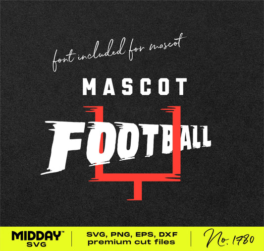 Bold customizable football team logo SVG design with sporty font and mascot option for shirts and digital crafts.